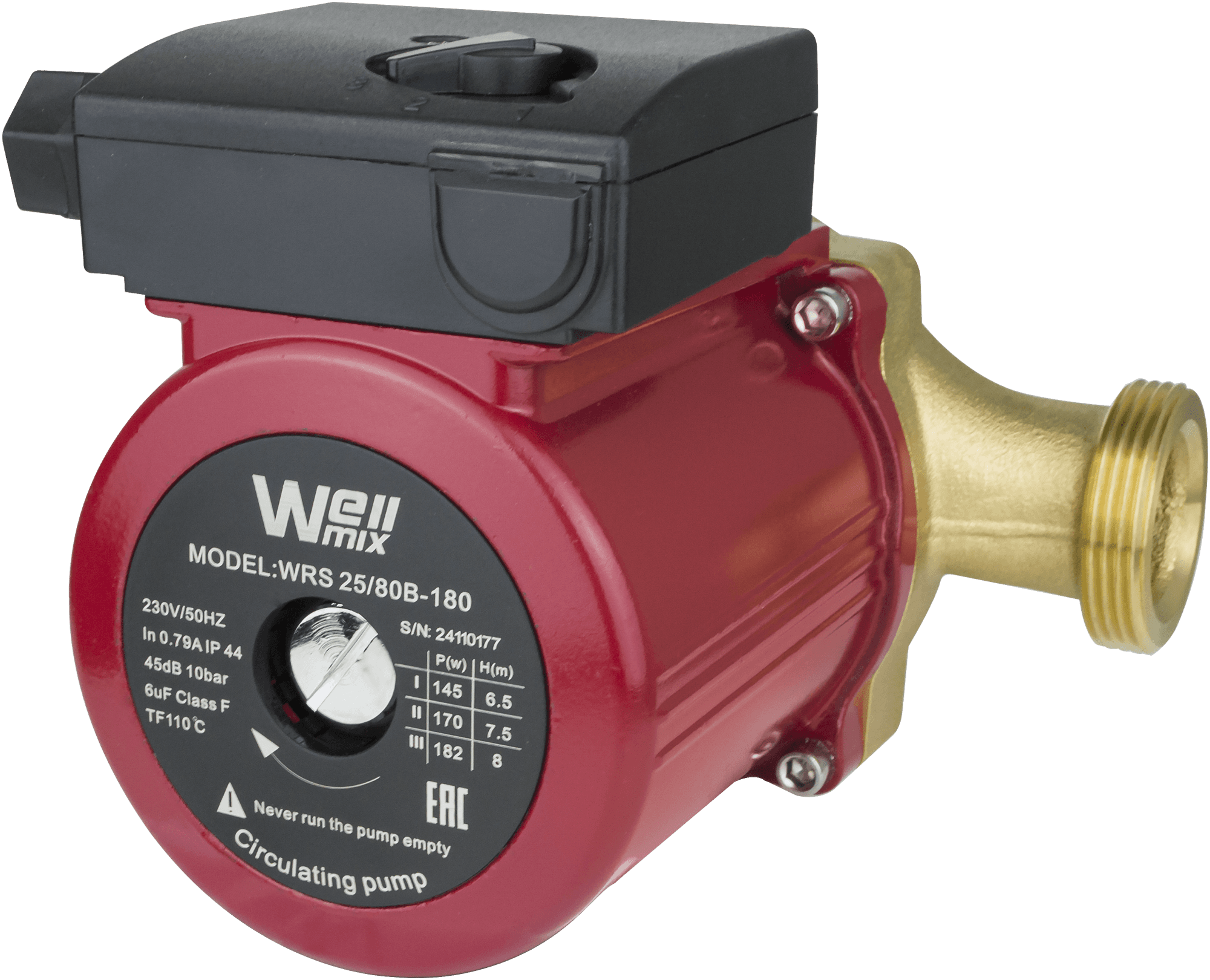 Циркуляционный насос Wellmix WRS 32/40 B (180 мм, корпус - латунь)