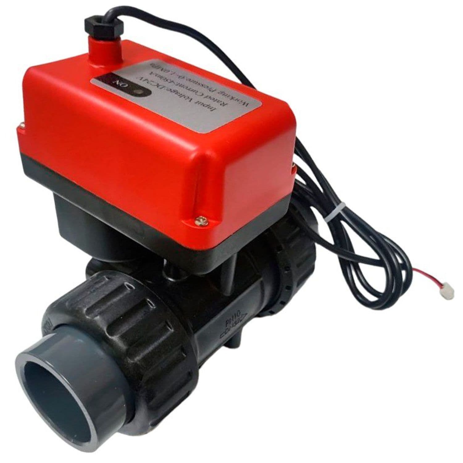 Кран электроприводный Runxin Q931513-32 (двухходовой, клеевое, UPVC, 24VDC)