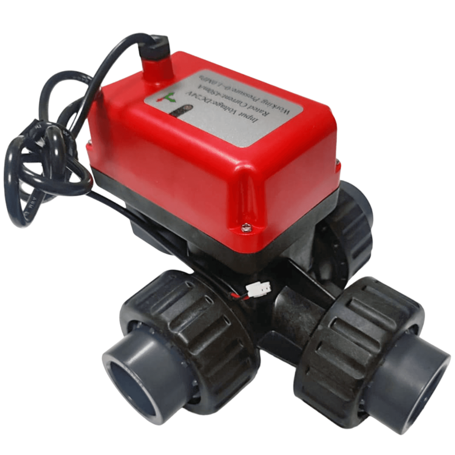 Кран электроприводный Runxin Q934013-50 (трехходовой, клеевое, PPO, 24VDC)