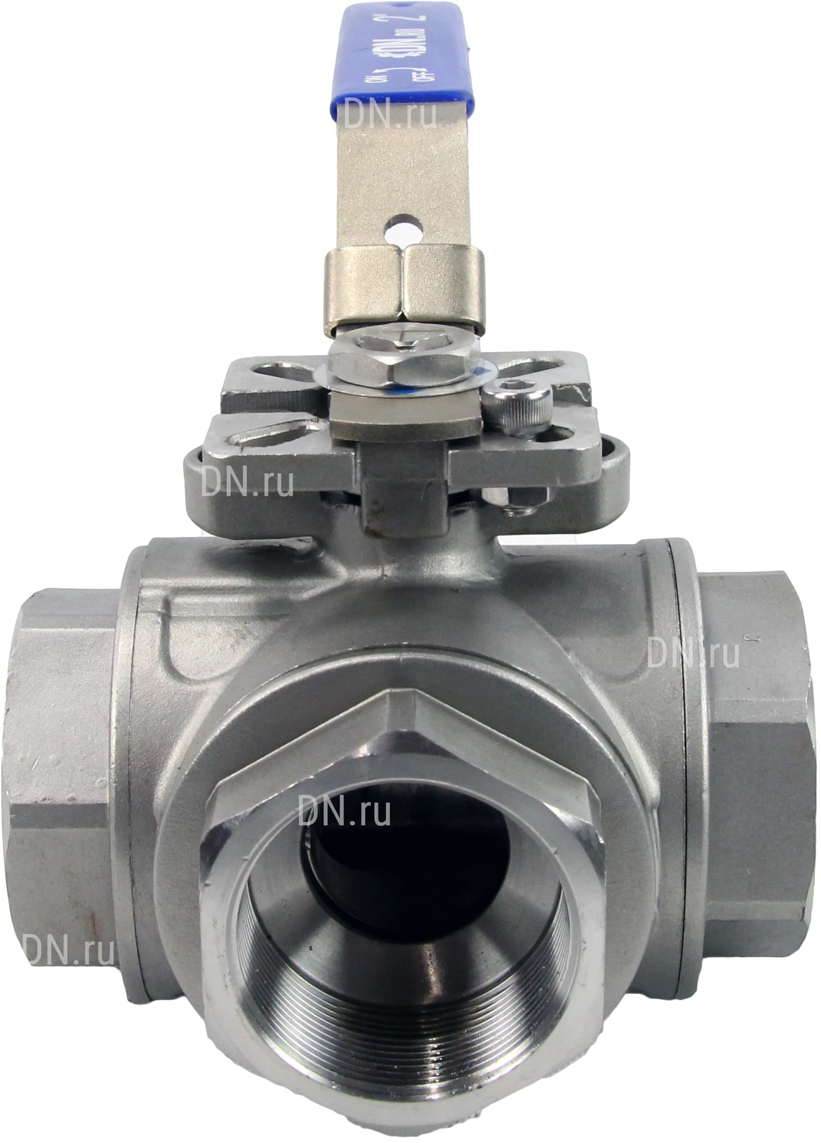 Кран шаровой DN.ru, уплотнение — PTFE, рукоятка (BV3232P(4pc)-SP-3WT-T-ISO-H)