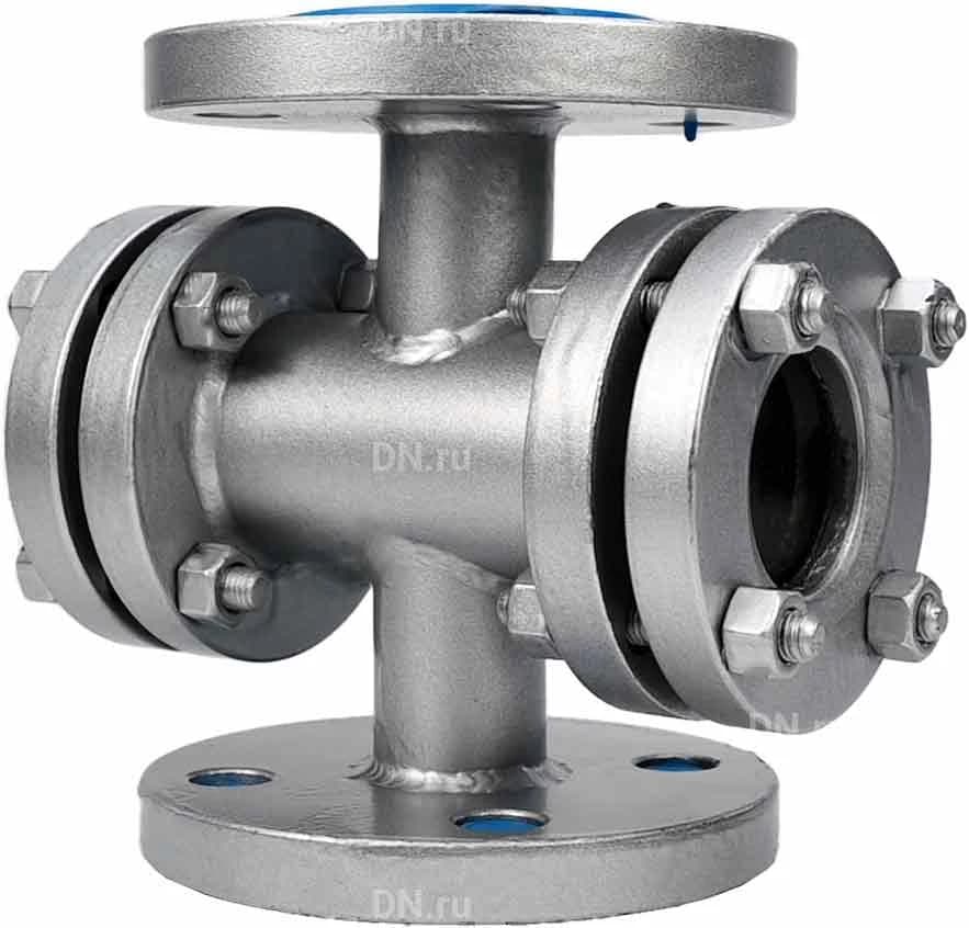 Стекло смотровое DN.ru SG2-32S-F тип В ГОСТ 21836-2021 Ду50 Ру40 нержавеющая сталь 316, фланцевое